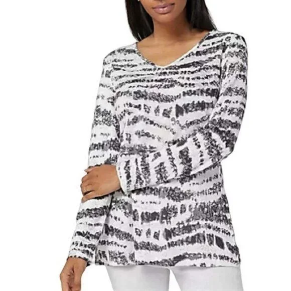 Belle by Kim Gravel Batik Stripe Lightweight Sweater Slub Top X SMALL (818) - Picture 1 of 6